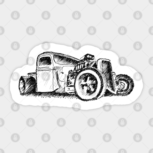 Ford Model A Hot Rod - Sketch Sticker by mal_photography